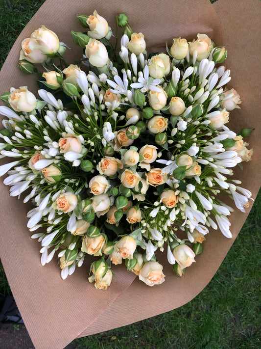 Rose & Agapanthus Hand-Tied Bouquet