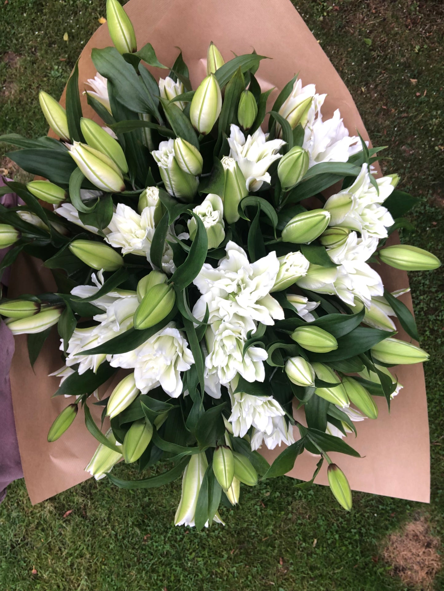 White Lily Hand-Tied Bouquet