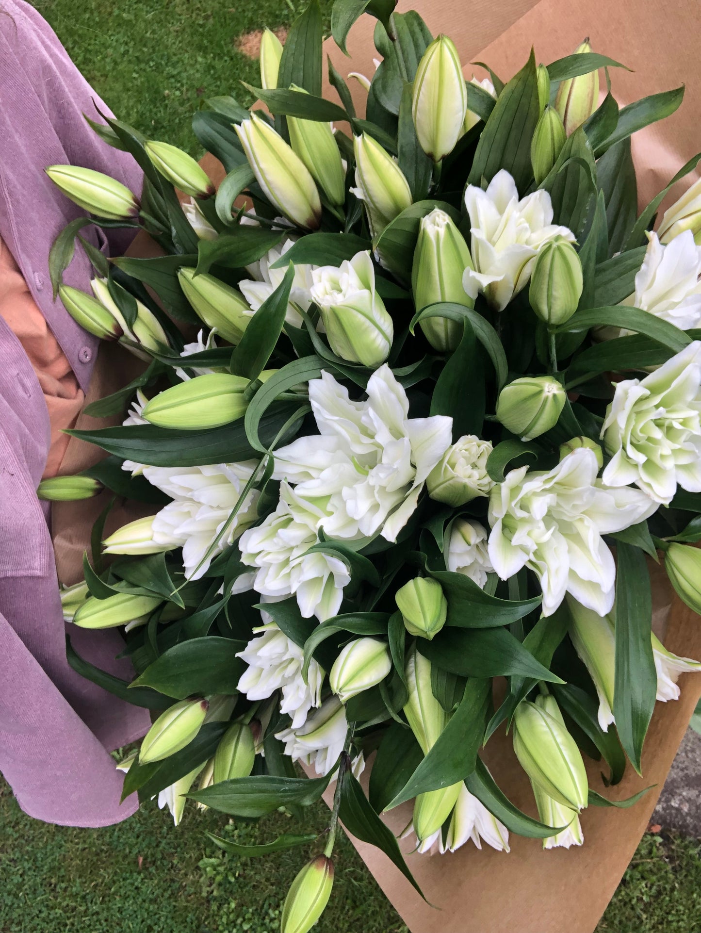 White Lily Hand-Tied Bouquet