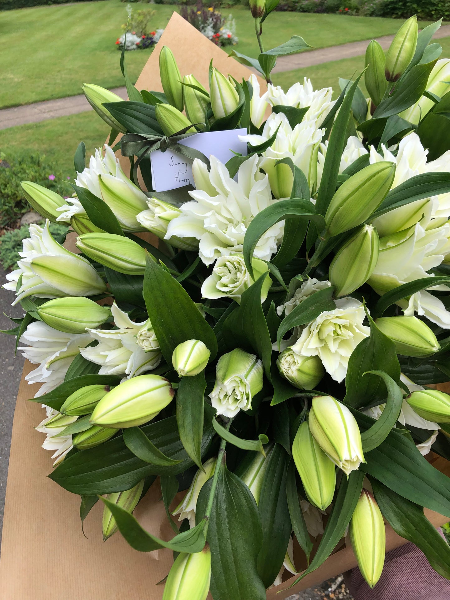 White Lily Hand-Tied Bouquet
