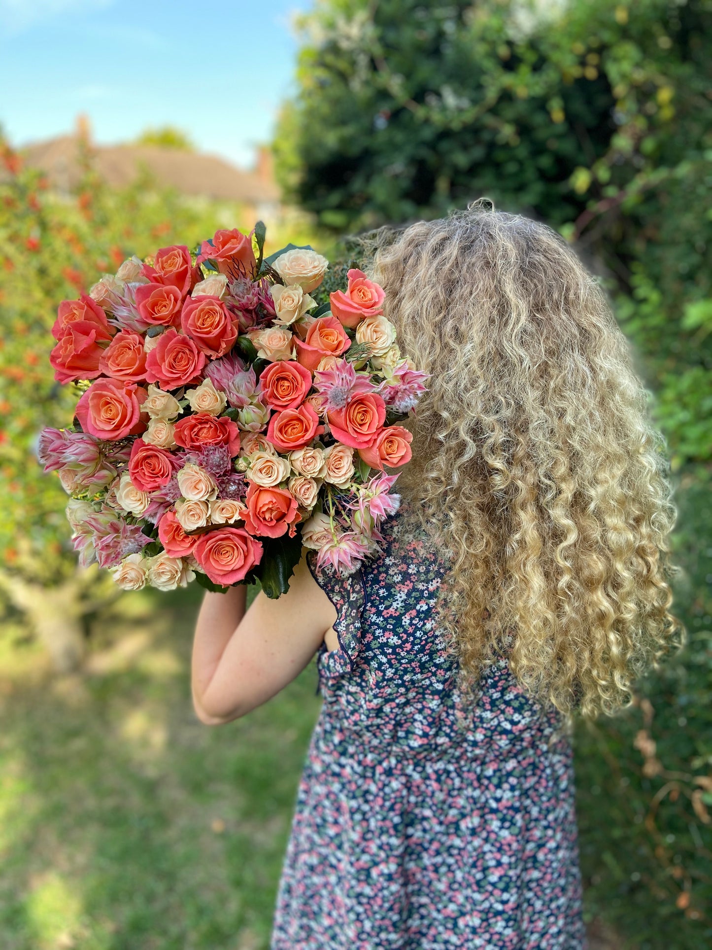 Coral & Pink Rose Hand-Tied Bouquet