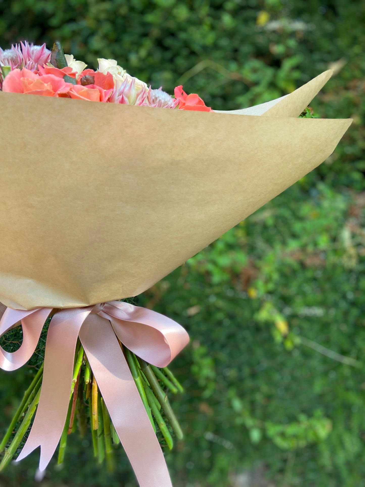 Coral & Pink Rose Hand-Tied Bouquet