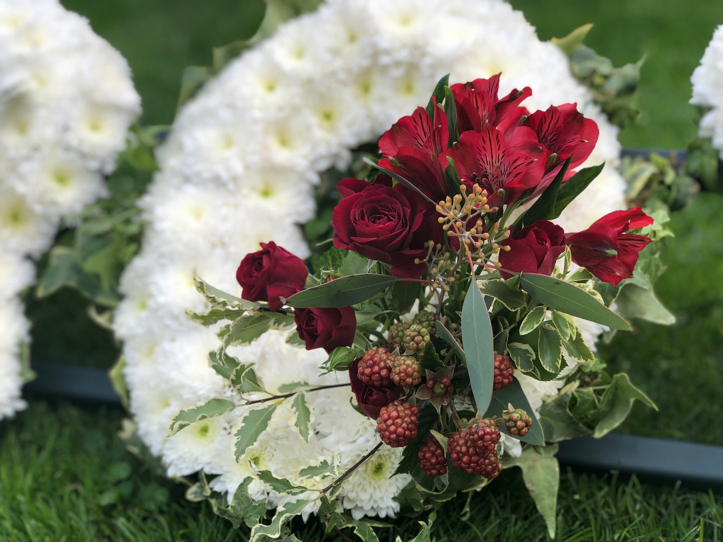 Letter-Shaped Funeral Tribute – Brother (Red & Berry)
