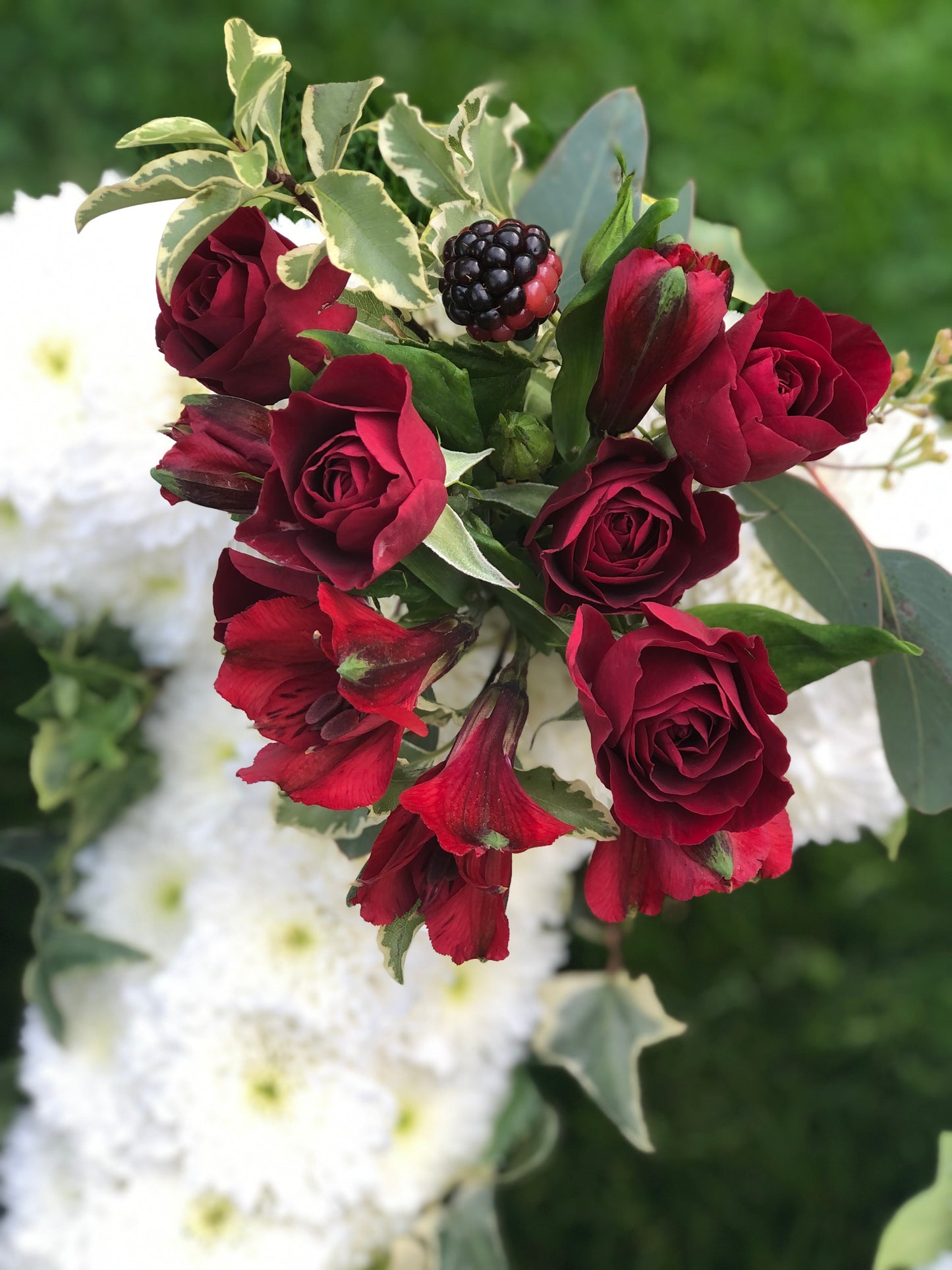 Letter-Shaped Funeral Tribute – Brother (Red & Berry)