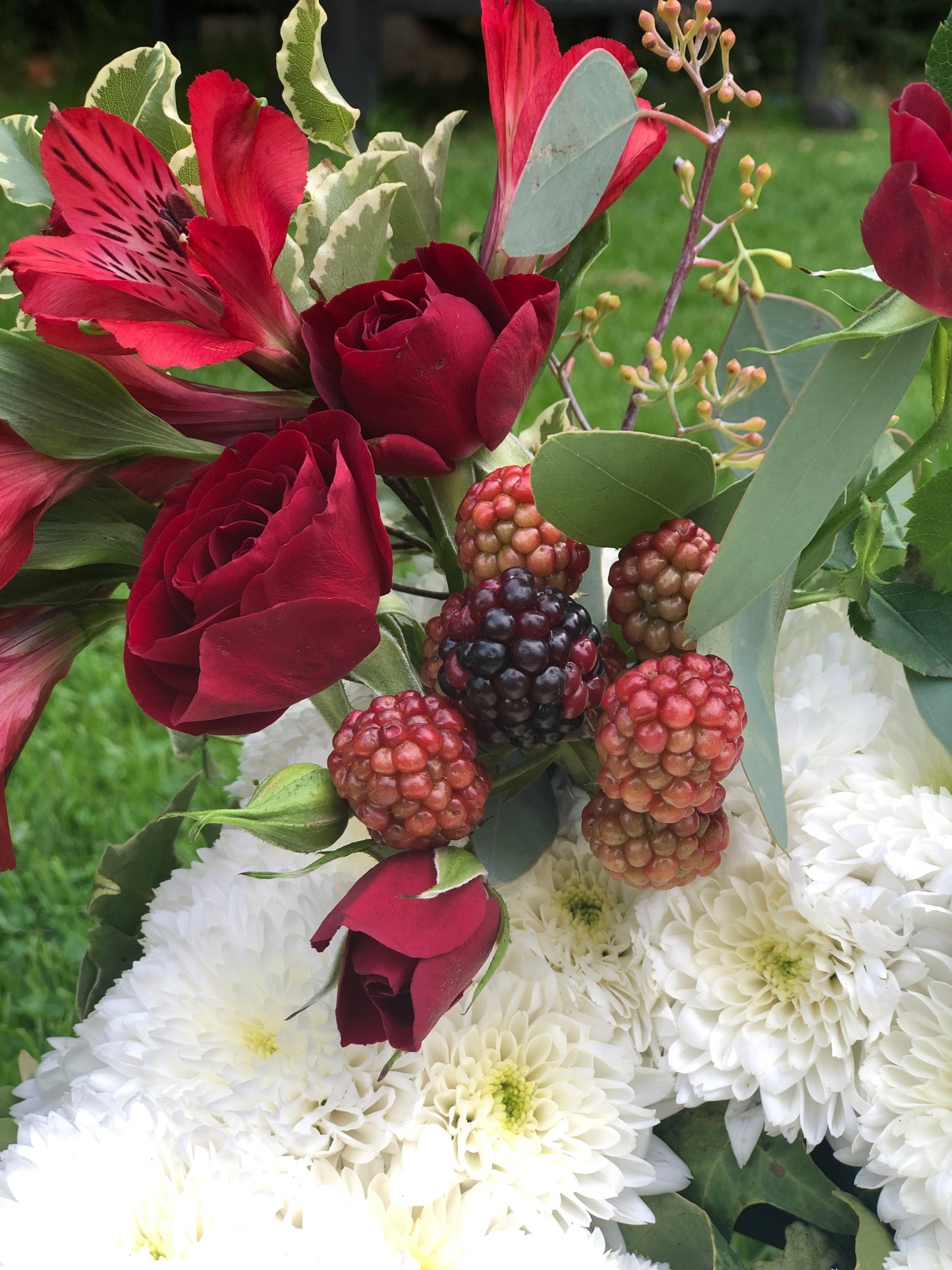 Letter-Shaped Funeral Tribute – Brother (Red & Berry)