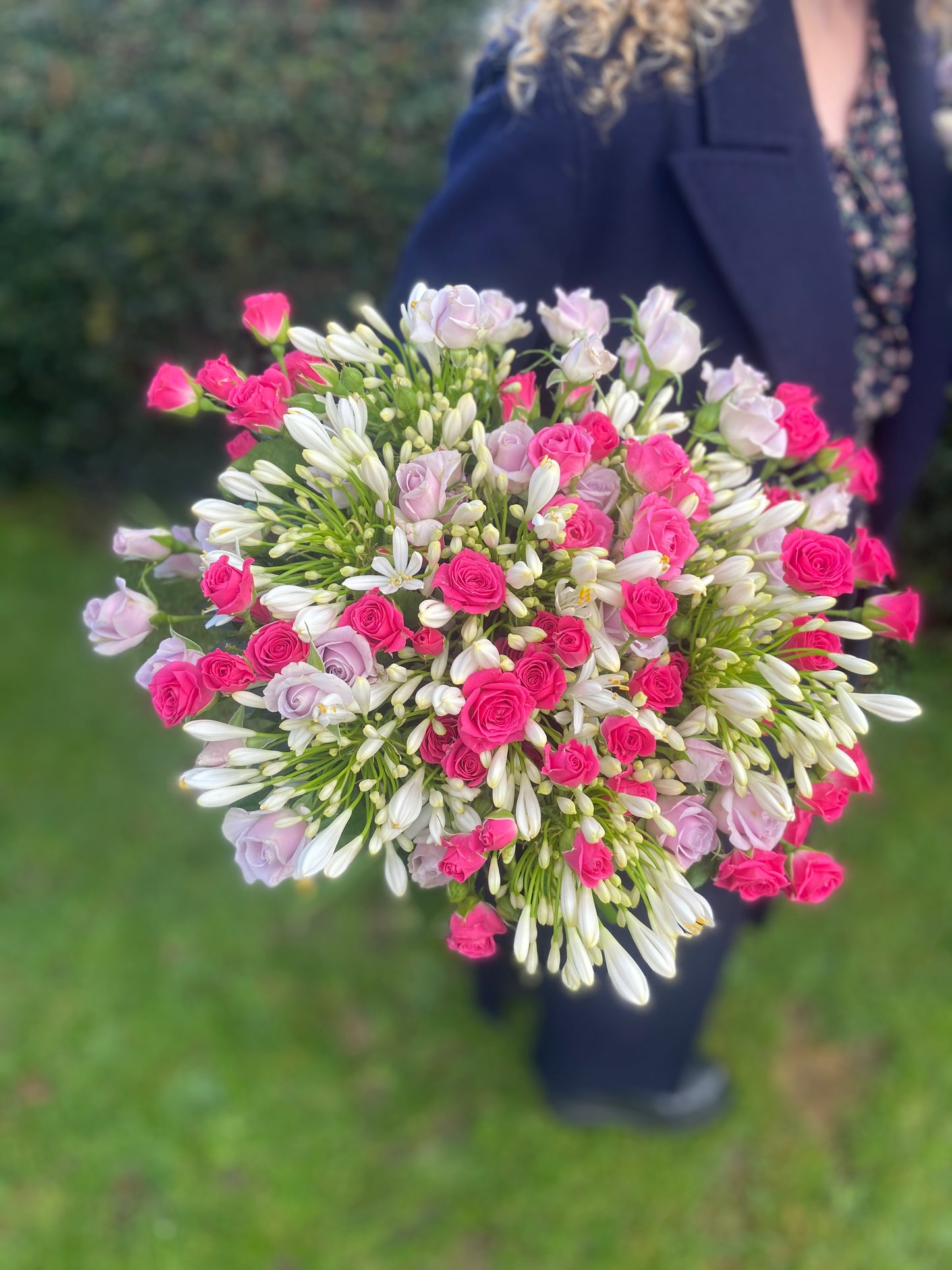 Pink & Lilac Spray Rose and Agapanthus Hand-Tied Bouquet