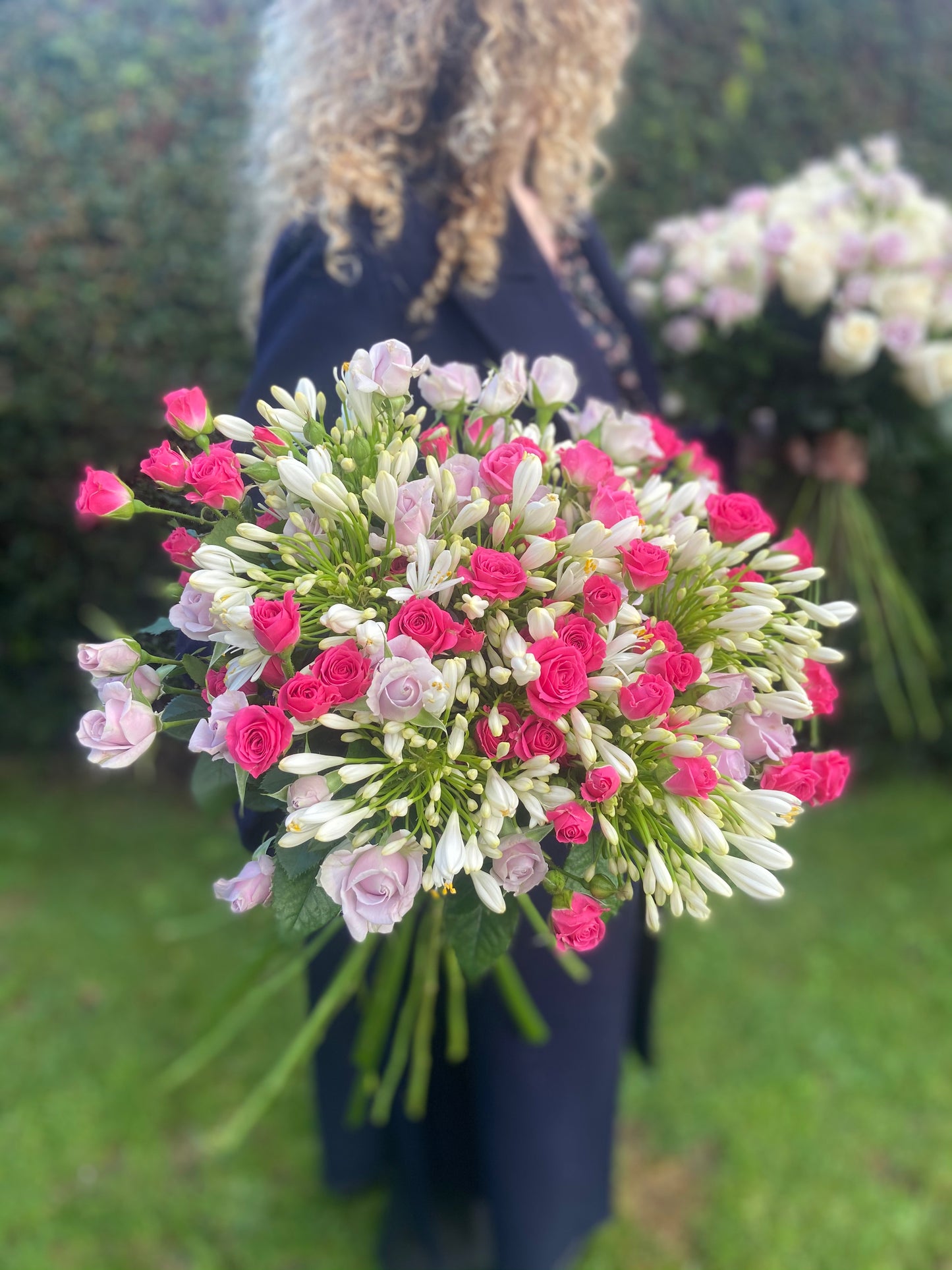 Pink & Lilac Spray Rose and Agapanthus Hand-Tied Bouquet