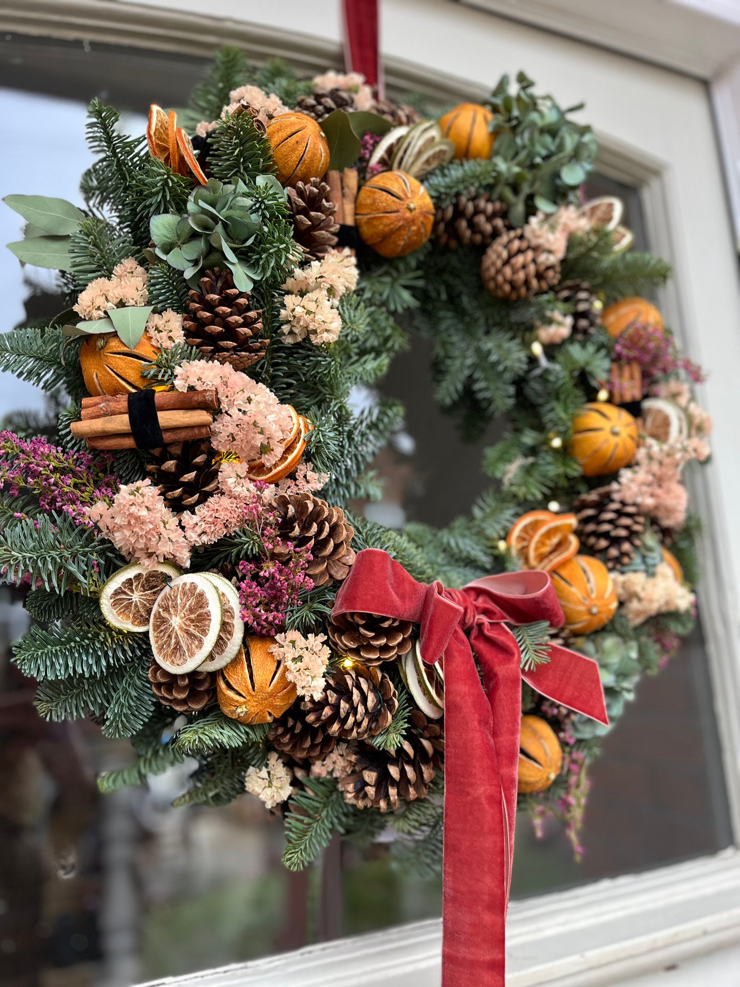 The Dried Floral Christmas Wreath | Handmade with Fairy Lights