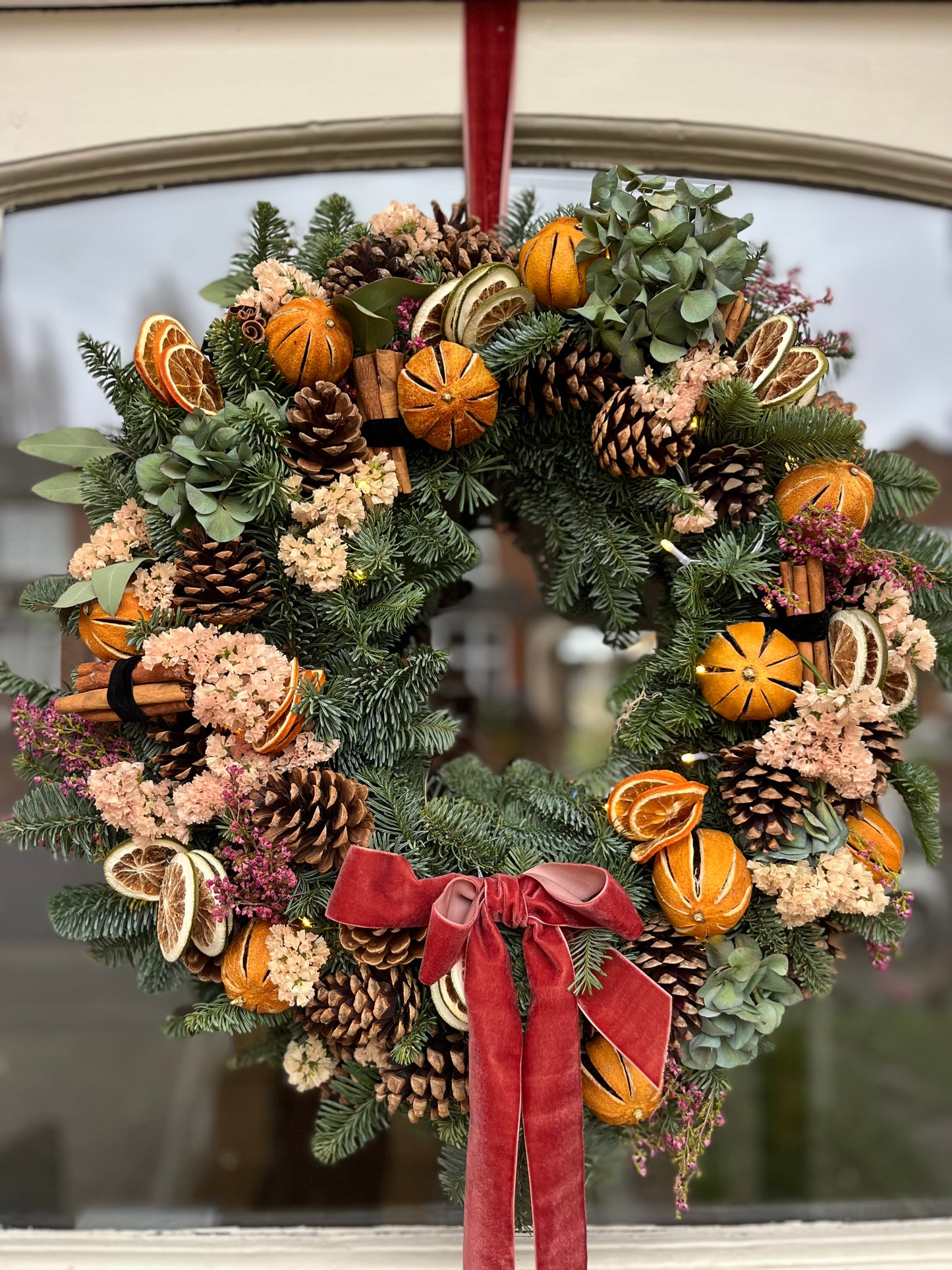 The Dried Floral Christmas Wreath | Handmade with Fairy Lights